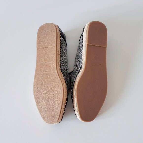 NWT Zara black faux leather & grey glitter raffia espadrille flats, 9 - Picture 9 of 9